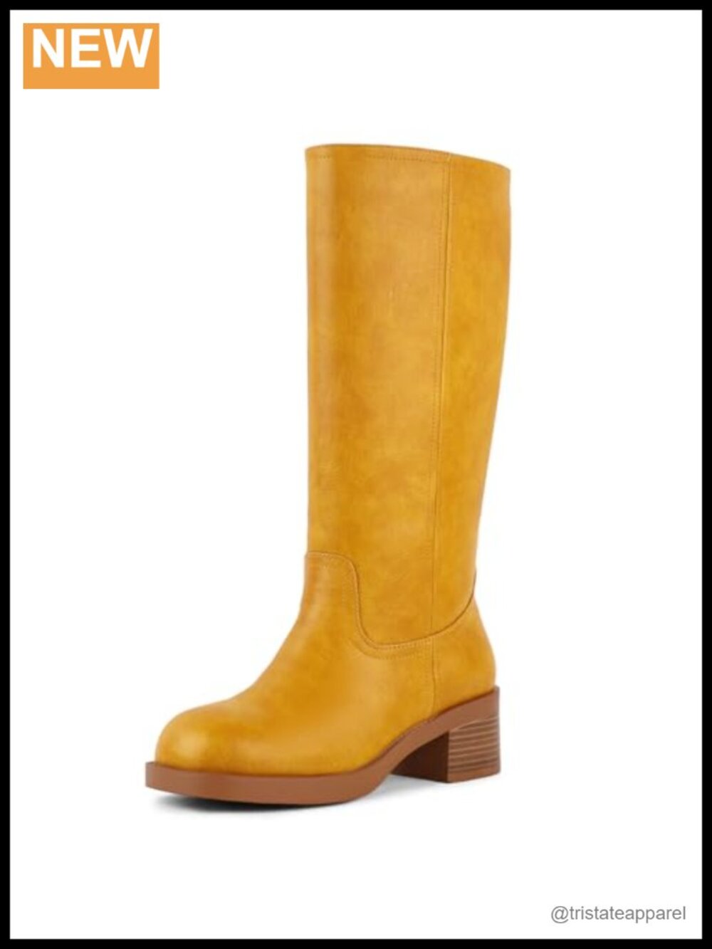 Women's Square Toe Knee High Boots - Faux Leather Pull-On Block Heel